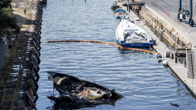 SYDNEY, AUSTRALIA, NCA NewsWire, Sunday, 3 September 2023. Motor yacht (Andiarmo) recovered from the historical dry dock at woolwich. Police and fire investigators are looking into the cause of a blaze that sank a $30 million super yacht owned by Australian-British businessman Michael Hintze in Sydney on Saturday night. Picture: NCA NewsWire/ Monique Harmer