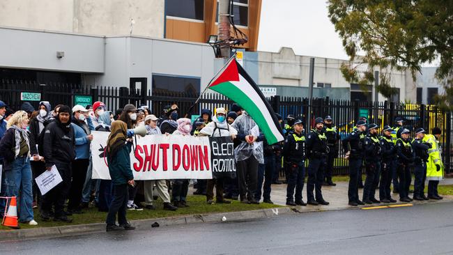 Protesters gathered outside Electromold in Thomastown last week. Picture NewsWire / Aaron Francis