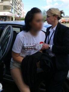 Stacey Kelly Greenup on her way to Maroubra police station to be charged.