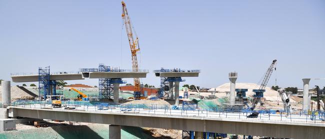 Work progressing at the WestConnex site at St Peters this month. Picture: Joel Carrett