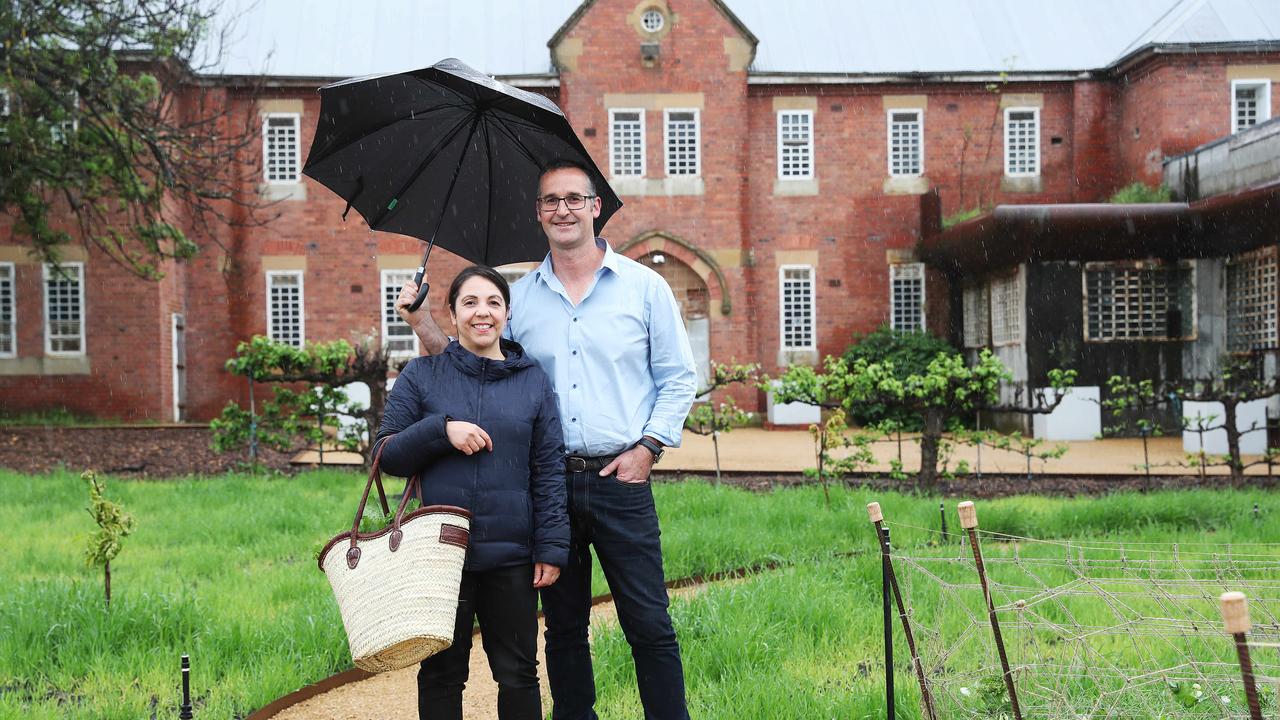 Severine Demanet and Rodney Dunn in the garden at the Agrarian Kitchen in New Norfolk. Picture: Nikki Davis-Jones