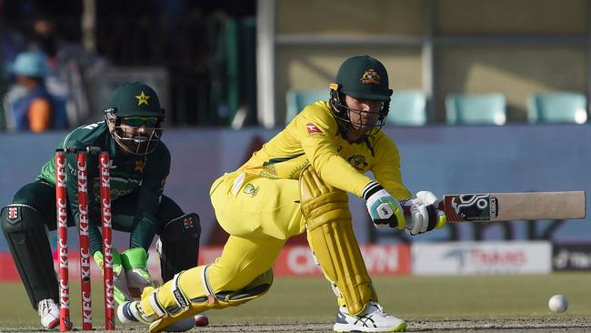 Australia's Ben McDermott couldn’t reach the heights of his century in game two. Picture: AFP