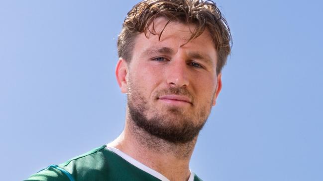 DAILY TELEGRAPH. Jai Arrow poses for a portrait after a press conference at South Sydney Rabbitohs headquarters. The injury rocked Rabbitohs continue their preparation for their season opener against the Dolphins on Friday night. Monday 03/03/2025. Picture by Max Mason-Hubers