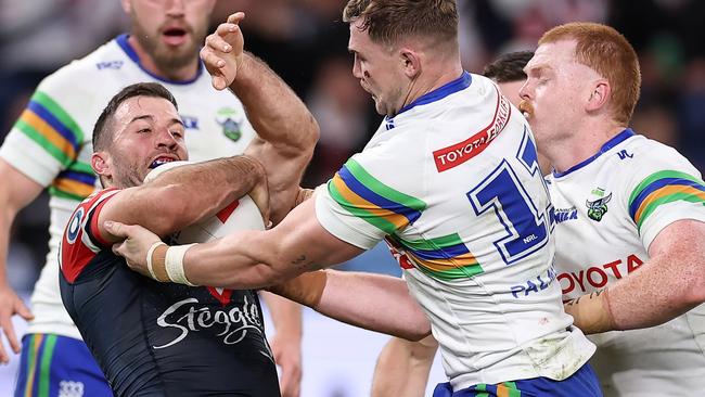 James Tedesco was roughed up by Hudson Young on multiple occasions. (Photo by Cameron Spencer/Getty Images)