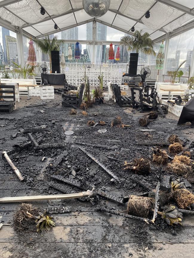 Floating club ATET was damaged in a fire earlier this year. Picture: Supplied