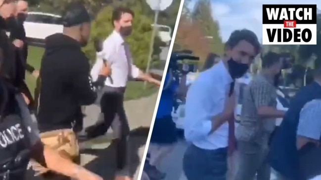 Canadian PM followed by anti-vax protesters