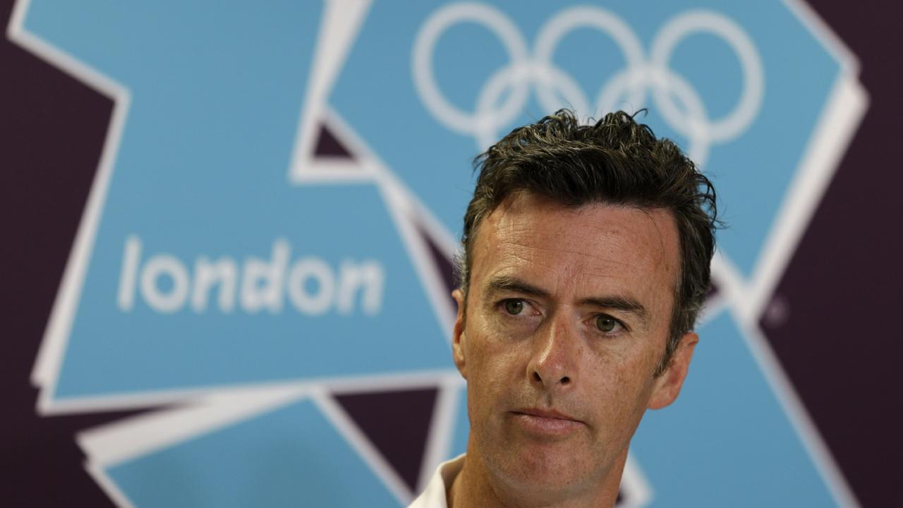 02/08/2012 WIRE: Nick Green, Chef de mission of the Australian Olympic team, listens to a question during a press conference at the 2012 Summer Olympics on, Thursday, Aug. 2, 2012 in London. Green spoke about an incident involving rower Josh Booth. (AP Photo/Ferdinand Ostrop) Pic. Ap