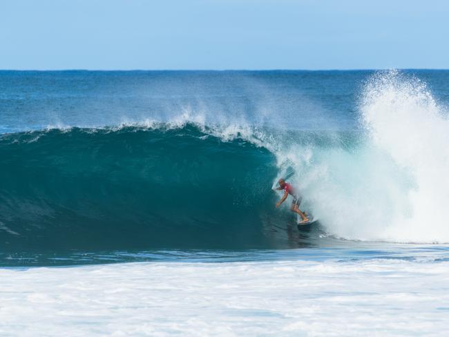 PIPELINE, HI - DECEMBER 9: 11-time WSL Champion Kelly Slater of the United States winning Heat 8 of Round 1 of the Billabong Pipe Masters Presented by Hyro Flask on December 9, 2020 in Oahu, Hawaii.  (Photo by Brent Bielmann/World Surf League via Getty Images)