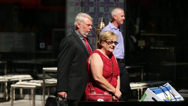 Bruce and Denise Morcombe arriving for the inquest into Daniel's death today. Pic: Mark Calleja