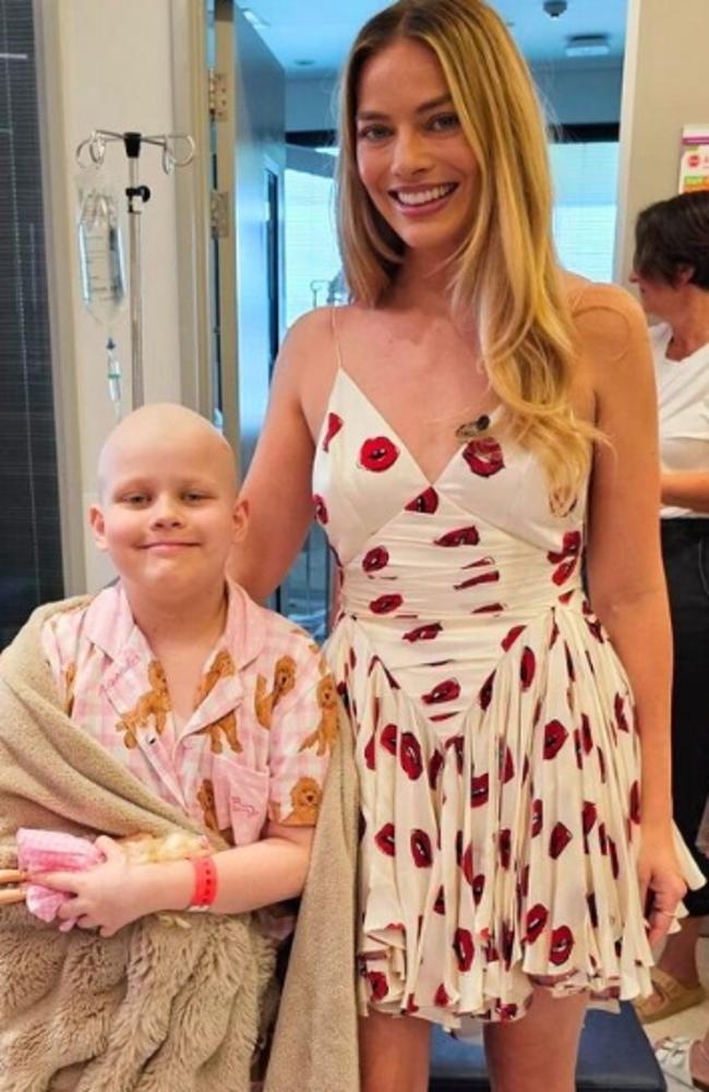 Margot Robbie visits the Queensland Children’s Hospital in South Brisbane on Wednesday. Picture: Supplied