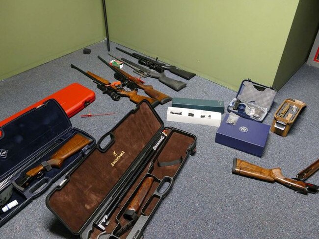 The collection of firearms.