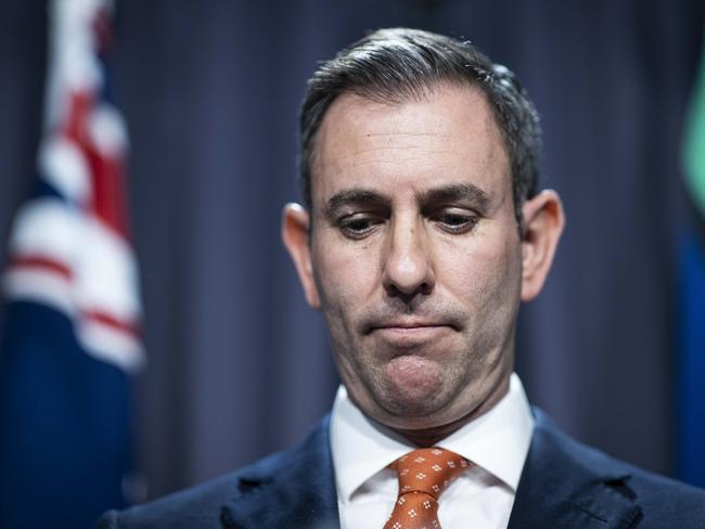 Treasurer Jim Chalmers spoke to the media at press conference in Parliament House in Canberra. Picture: NCA NewsWire/Gary Ramage