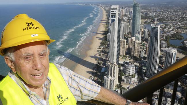 Harry Triguboff atop his 76-floor Ocean tower in Surfers Paradise.