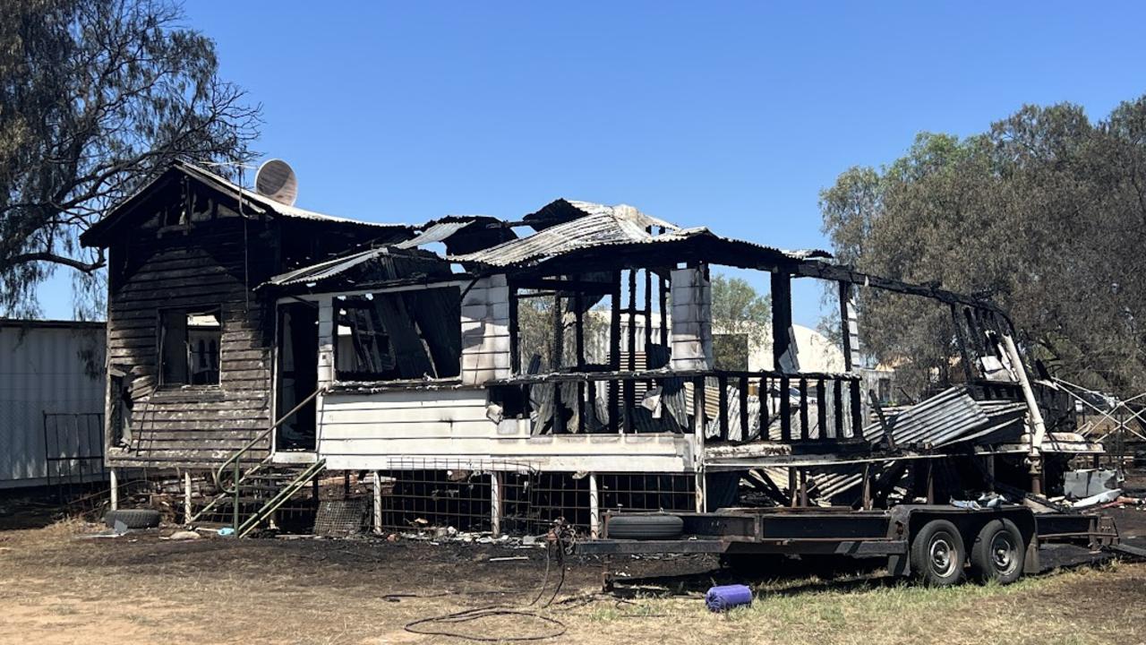 A house was destroyed by fire in Roma on November 14, 2024 with police investigating the cause of the blaze. Photo: Contributed.