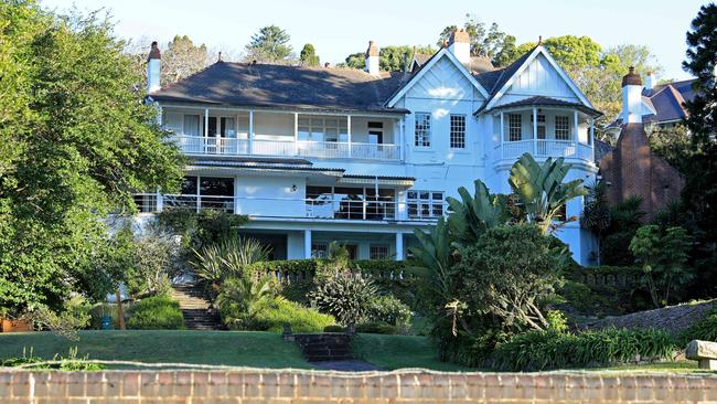 The magnificent Point Piper harbourside mansion ‘Elaine’, owned by Cannon-Brookes’ partner Scott Farquhar. Picture: Damian Shaw