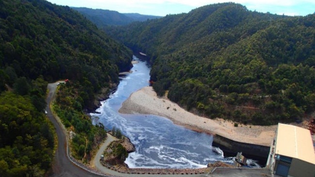 The Pieman River below the Reece Dam, part of the Reece Hydro Electric Power Station in Western Tasmania. Picture: Hydro Tasmania