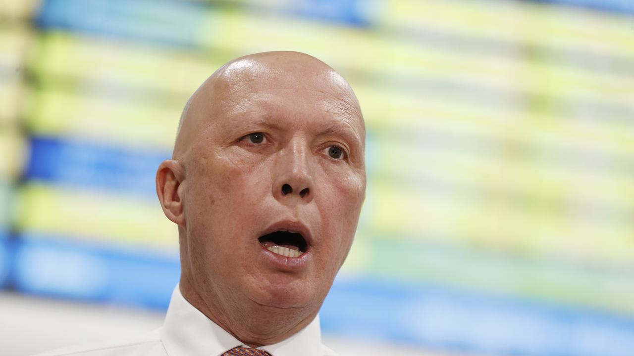 Defence minister Peter Dutton says Mr Albanese’s comments were reckless. Picture Lachie Millard