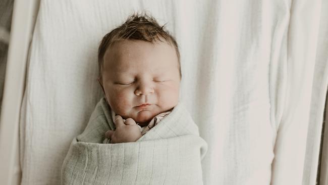 Baby: Beau Bieser Mitchell, DOB: 11/03/2025, Weight: 3420g Parents: Amy and Nathan Mitchell, From: Wandana Heights, Photo by Sugar Images