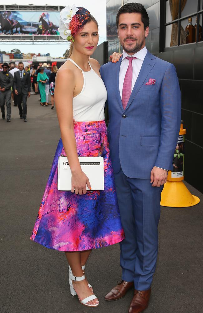 Frances Abbott with boyfriend Lindsay Smith at the Melbourne Cup. Picture: Scott Barbour/Getty Images