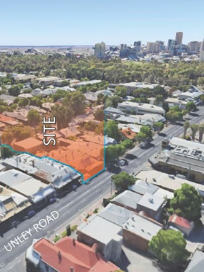 Where the proposed seven-storey apartment and office building for Unley Rd would go.