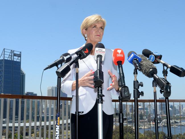 Acting PM Julie Bishop has responded to the ongoing stand-off on Manus Island. Picture: Ian Munro/The West Australian