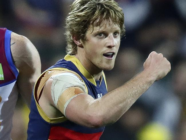 AFL - Adelaide Crows v Brisbane Lions at Adelaide Oval. Goal to Rory Sloane. Picture Sarah Reed