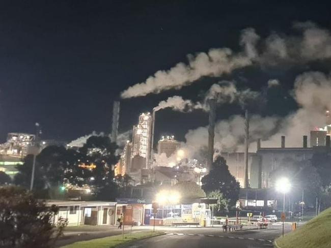 The paper mill at night. Picture: LinkedIn