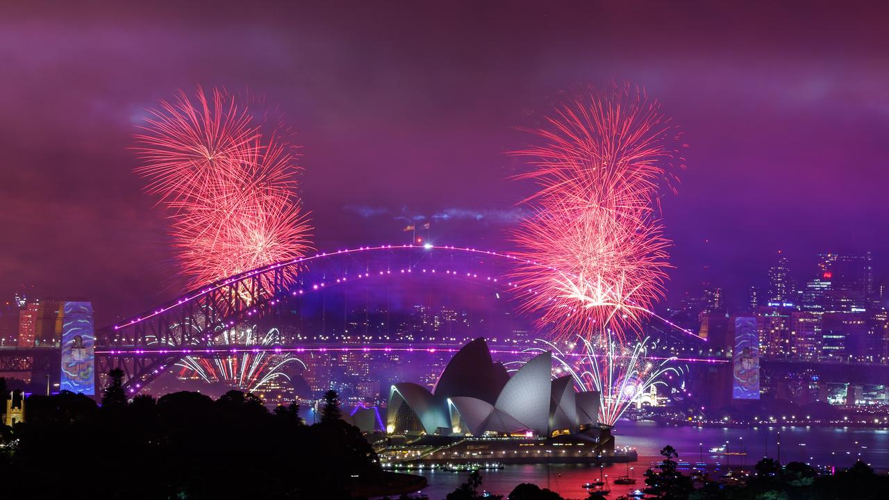 Sydney’s 9pm fireworks. Picture: Justin Lloyd