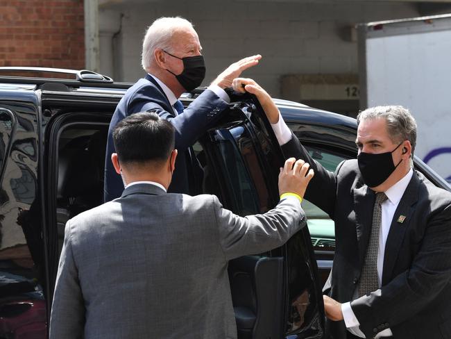 US President Joe Biden arrives at Taqueria Las Gemelas, a restaurant in Northeast Washington, on May 5, 2021. Picture: AFP