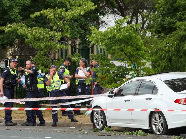 Police on the scene of the tragedy. Picture: Ian Currie