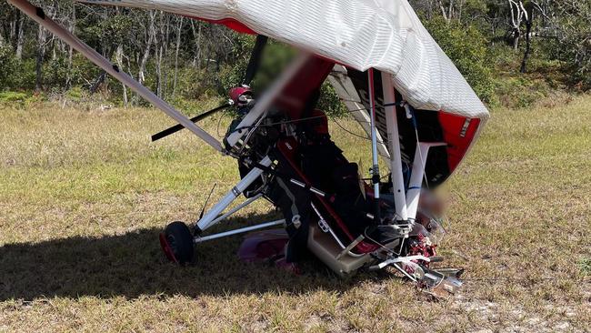 The microlight aircraft crashed on Orchid Beach, Fraser Island. Picture: RACQ LifeFlight Rescue