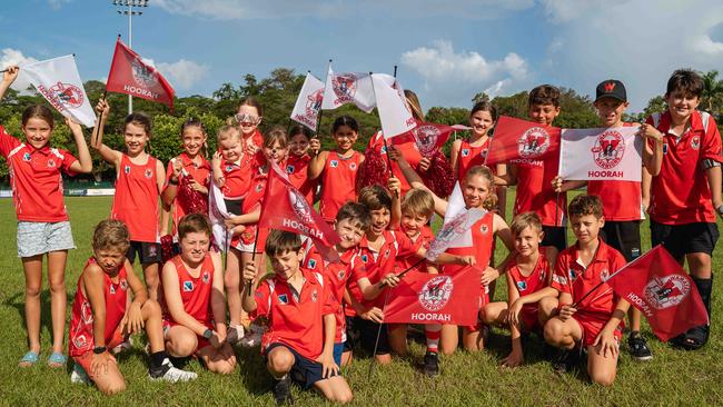 Waratah juniors at Gardens Oval ahead of the NTFL grand final. Picture: Pema Tamang Pakhrin