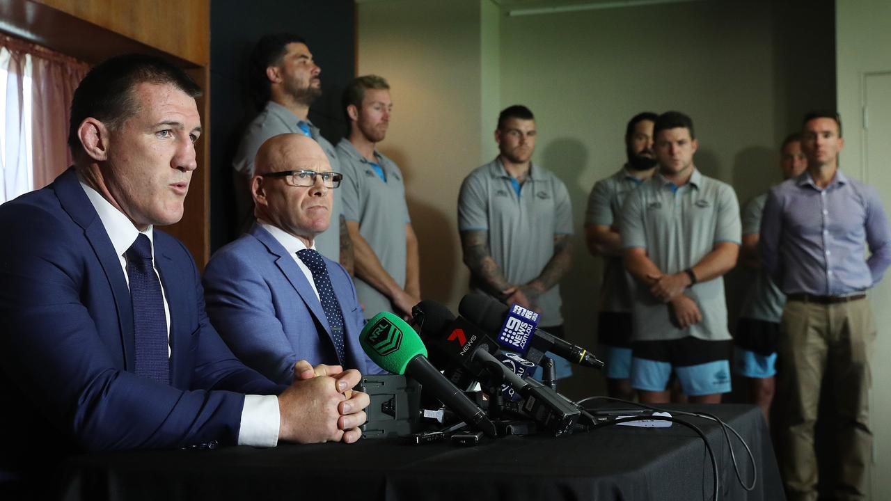 The Cronulla Sharks are in serious danger of being taken over by the NRL. Picture: Brett Costello