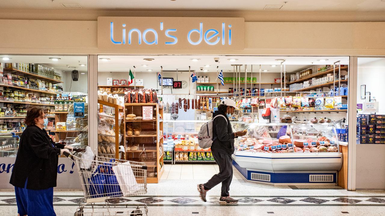 A handful of people seen in almost empty Bankstown Central shopping centre on Tuesday. Picture: NCA NewsWire/ Flavio Brancaleone