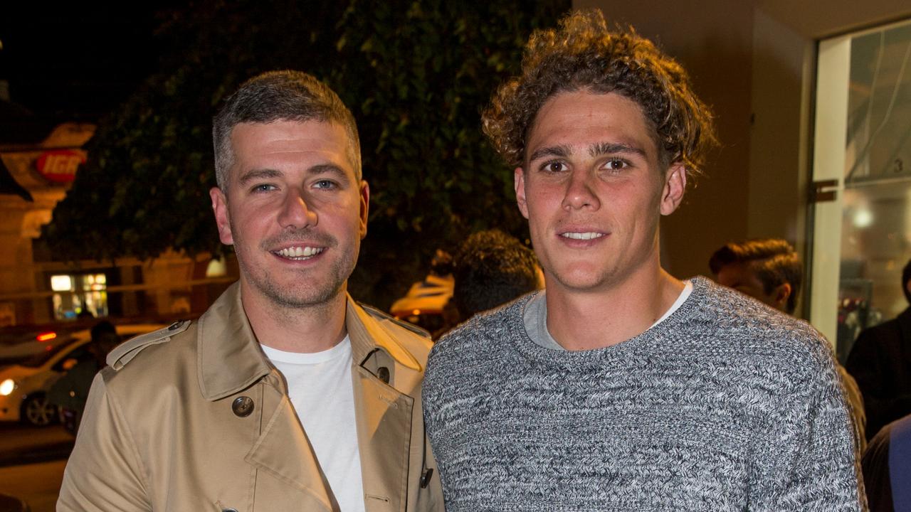 Player agent Robbie D'Orazio, pictured left with another of his clients, Carlton’s Charlie Curnow, was delighted with Melbourne’s interest in Luke Dunstan. Picture: Fiona Hamilton Photography