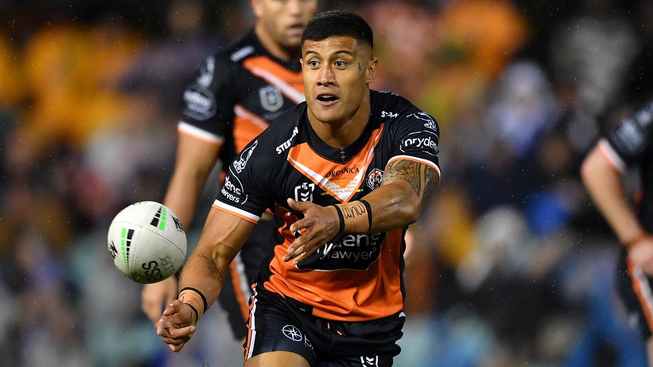 Fa’amanu Brown also copped online abuse after the Tigers’ big loss last week.. Picture: NRL Photos