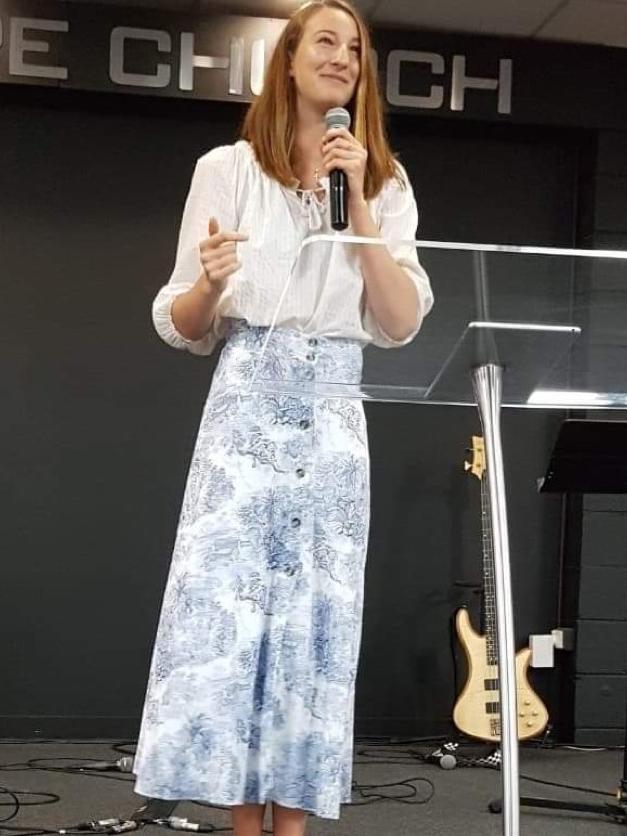 McDermott preaching at her local church..