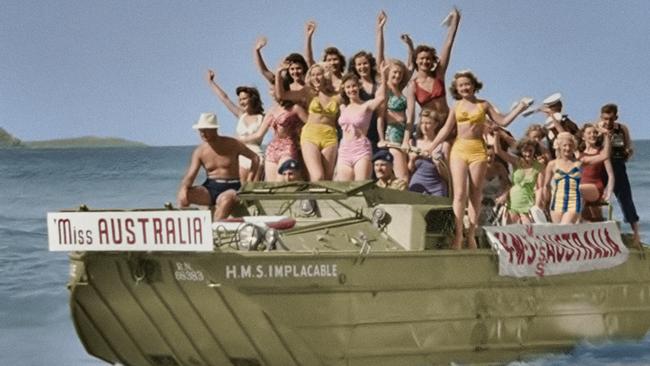 Entrants in the 1945 Miss Australia Quest, reimagined in colour for the first time in the series Australia in Colour. Picture: SBS