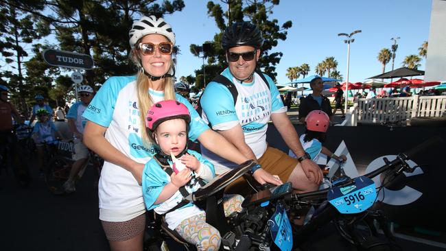 Taegan, Grant and Marigold James took part in the Cadel Evans Great Ocean Road Family Ride. Picture: Alan Barber