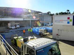 Demolition of the Ipswich City Square has started on the corner of Bell and Bremer streets. Picture: David Nielsen