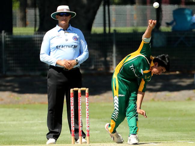 Hawks paceman Shlok Patel during last season’s grand final at Merrylands Oval. Photo by Jeremy Ng / Daily Telegraph NewsLocal