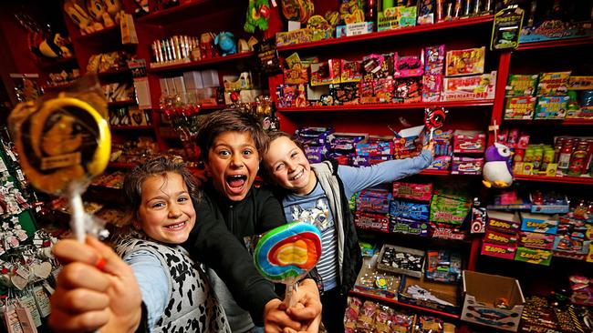 Alessia, Dante, and Jessenia, at The Original Lollie Store in Lygon Street back in 2015. Picture: Tim Carrafa