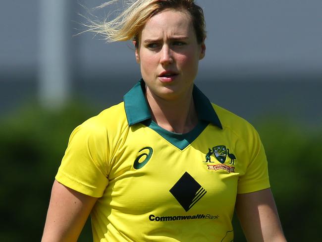 LOUGHBOROUGH, ENGLAND - JUNE 28:   Ellyse Perry of Australia Women during the match between England Women's Academy and Australia Women at Haslegrave Ground on June 28, 2019 in Loughborough, England. (Photo by Alex Livesey/Getty Images)