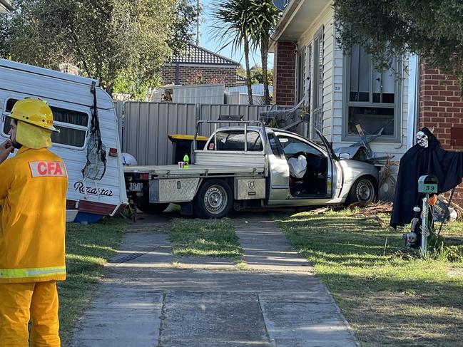 Bendigo police are investigating after a ute crashed into a house on Woolcock Ave, Kangaroo Flat. Picture: Gianni Francis.