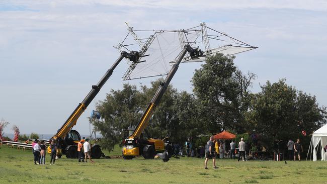 A Hollywood wedding, complete with massive cranes for the sound set-up. Picture: John Grainger