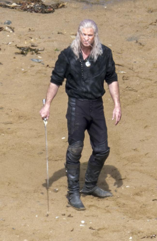 Liam Hemsworth on-set of The Witcher in the UK. Picture: Splash News/Media Mode