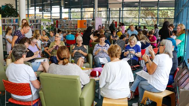 More than 100 volunteers packed the Frankston Library to help. Picture. Supplied