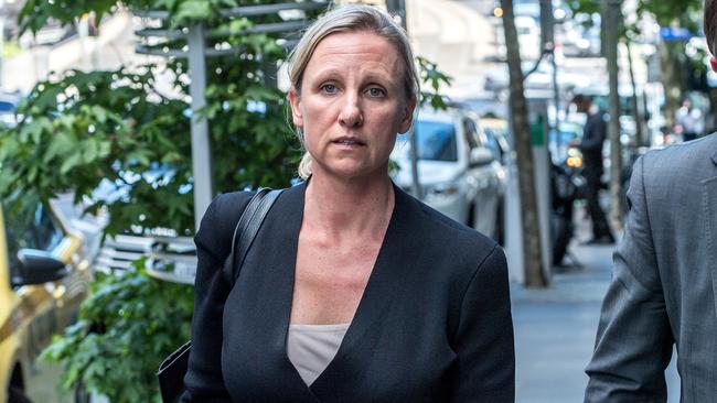 Megan Schutz arrives at the IBAC hearing. Picture: Jake Nowakowski