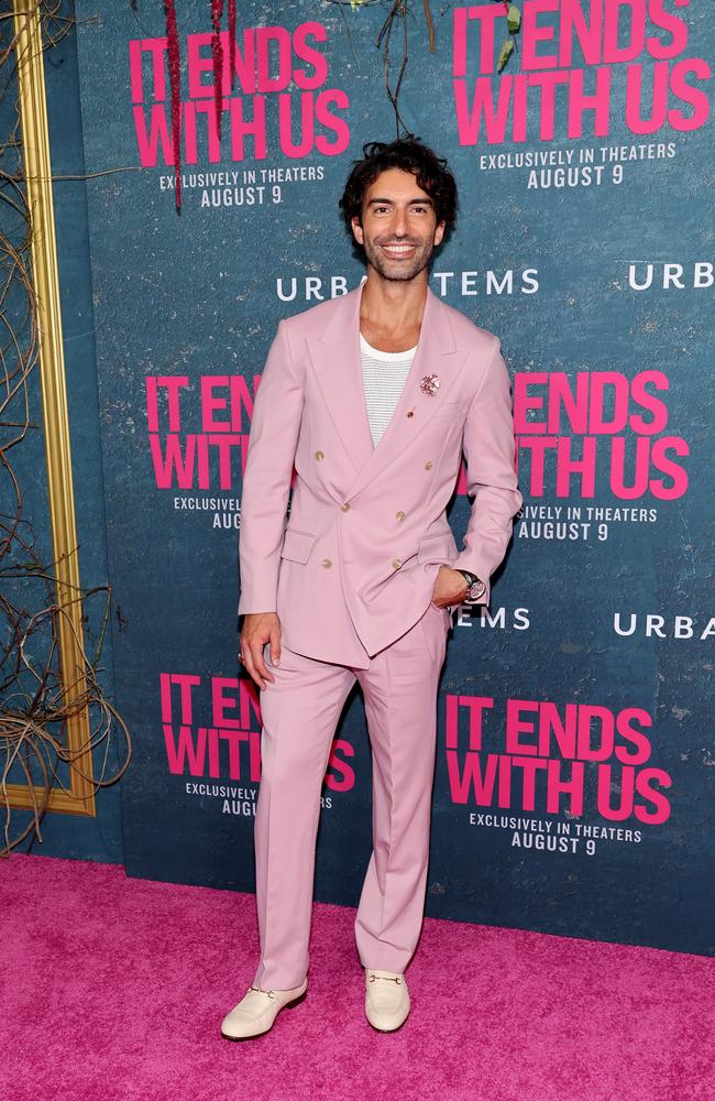 Justin Baldoni isn’t being pictured with the rest of the cast, and has seemingly been shunned during promo despite directing and starring in the film. Photo: Cindy Ord/Getty Images.