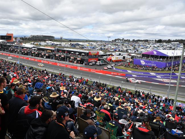 Motor racing fans are descending on the town in thousands for the Bathurst 1000 V8 Super Cars Championship at Mount Panorama. Picture: AAP/Brendan Esposito